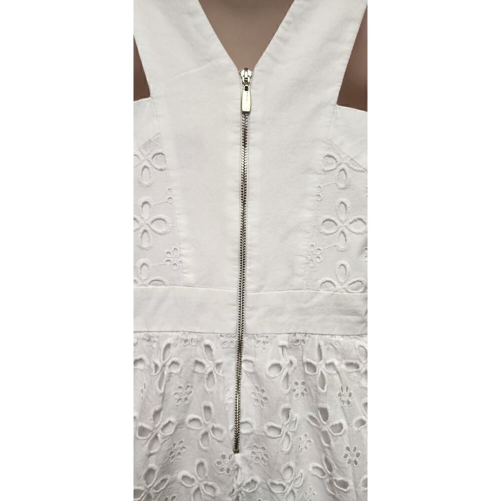 Laundry White V-Neck Low Back Eyelet Fit & Flare Knee Length Dress Size 4 - Picture 6 of 8